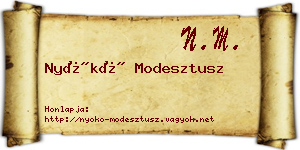 Nyókó Modesztusz névjegykártya
